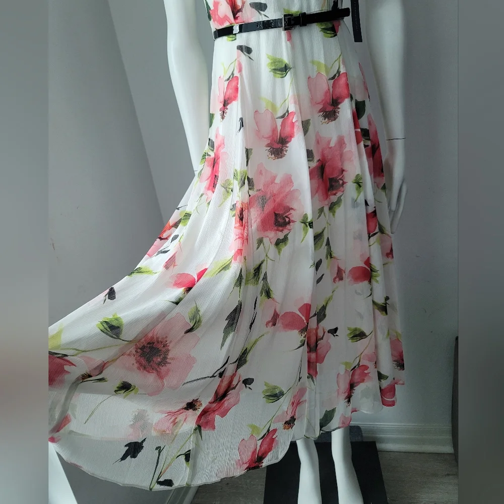 NWT Tommy Hilfiger Floral Chiffon Dress Sz 2 - Picture 13 of 15
